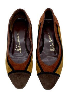Vintage 80s Thomas Wallace Earthtone Leather Pump Suede Shoes